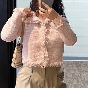 Chanel 90’s inspired Pink Tweed Jacket